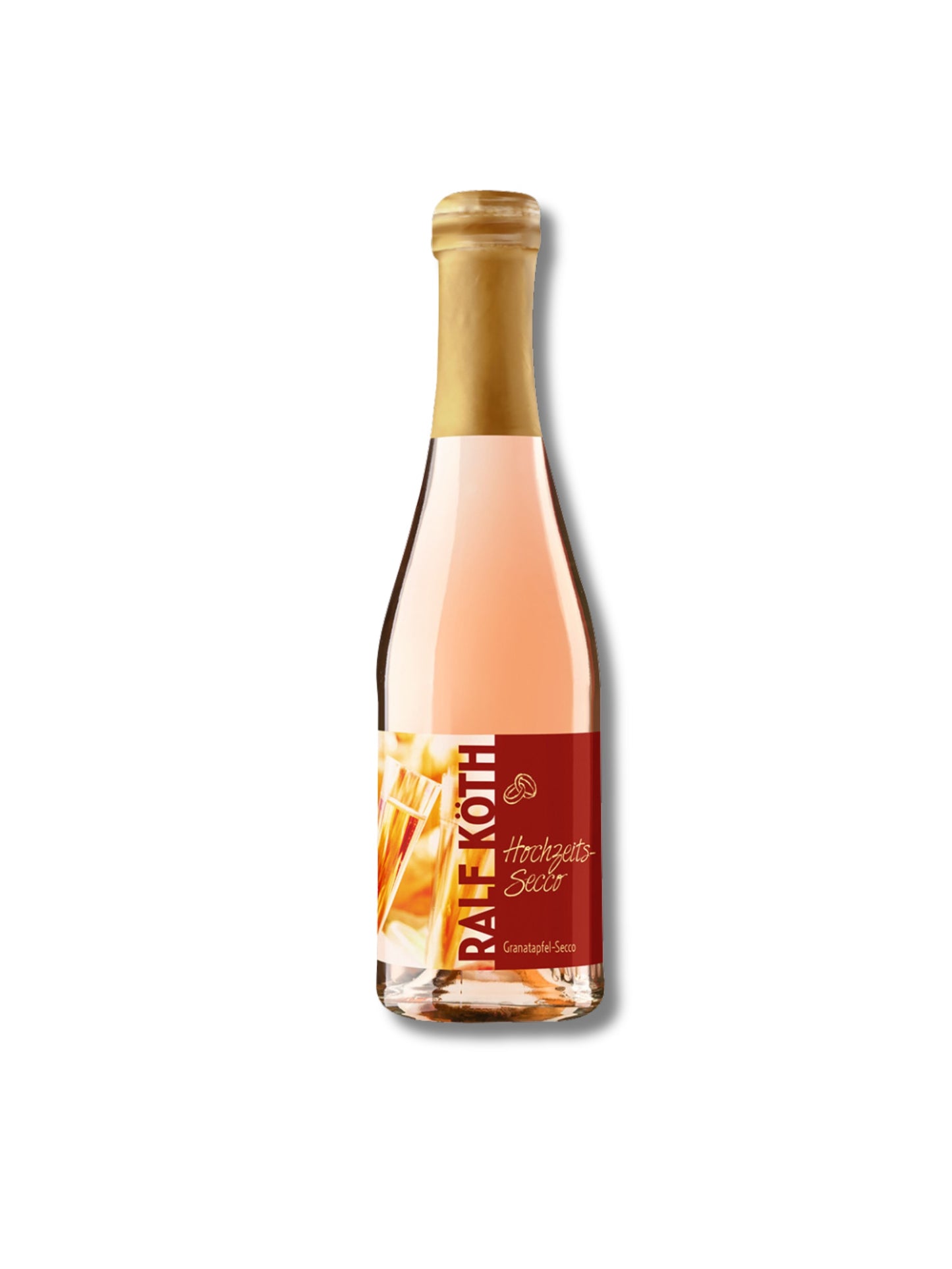 Hochzeits-Secco Piccolo 0,2 l – feinfruchtiger Granatapfel-Secco von Wein & Secco Köth, erhältlich in der Dreyer Confiserie in Hameln.