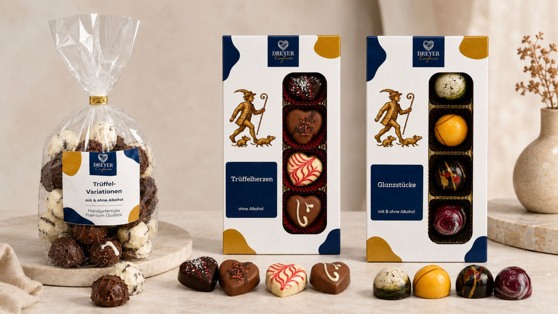 Dreyer Confiserie Pralinen und Trüffelvariationen mit Rattenfänger-Bezug