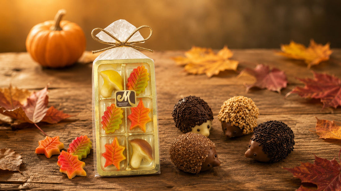 Herbstliche Süßigkeiten: Nougat-Igel und Marzipan-Herbstblätter