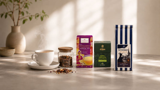Teeauswahl der Dreyer Confiserie: EILLES Tea Diamond und Rattenfänger Früchtetee