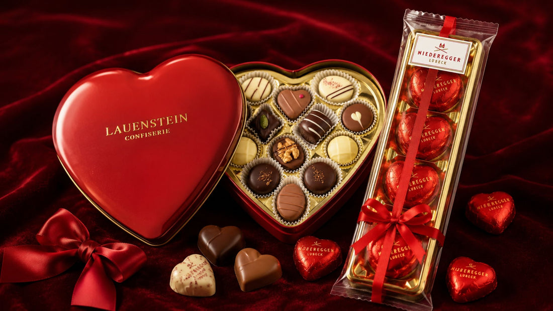 Herzförmige Pralinen als Valentinstagsgeschenk