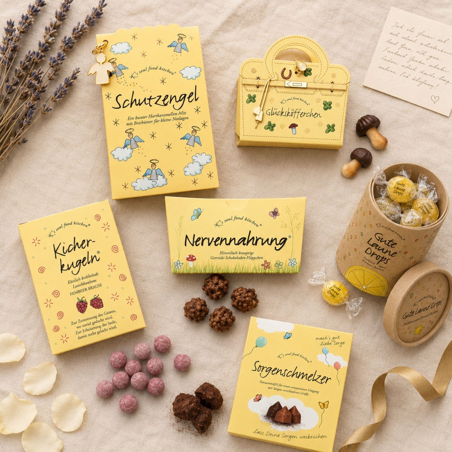 Auswahl von K's Soul Food Kitchen Produkten für verschiedene Anlässe
