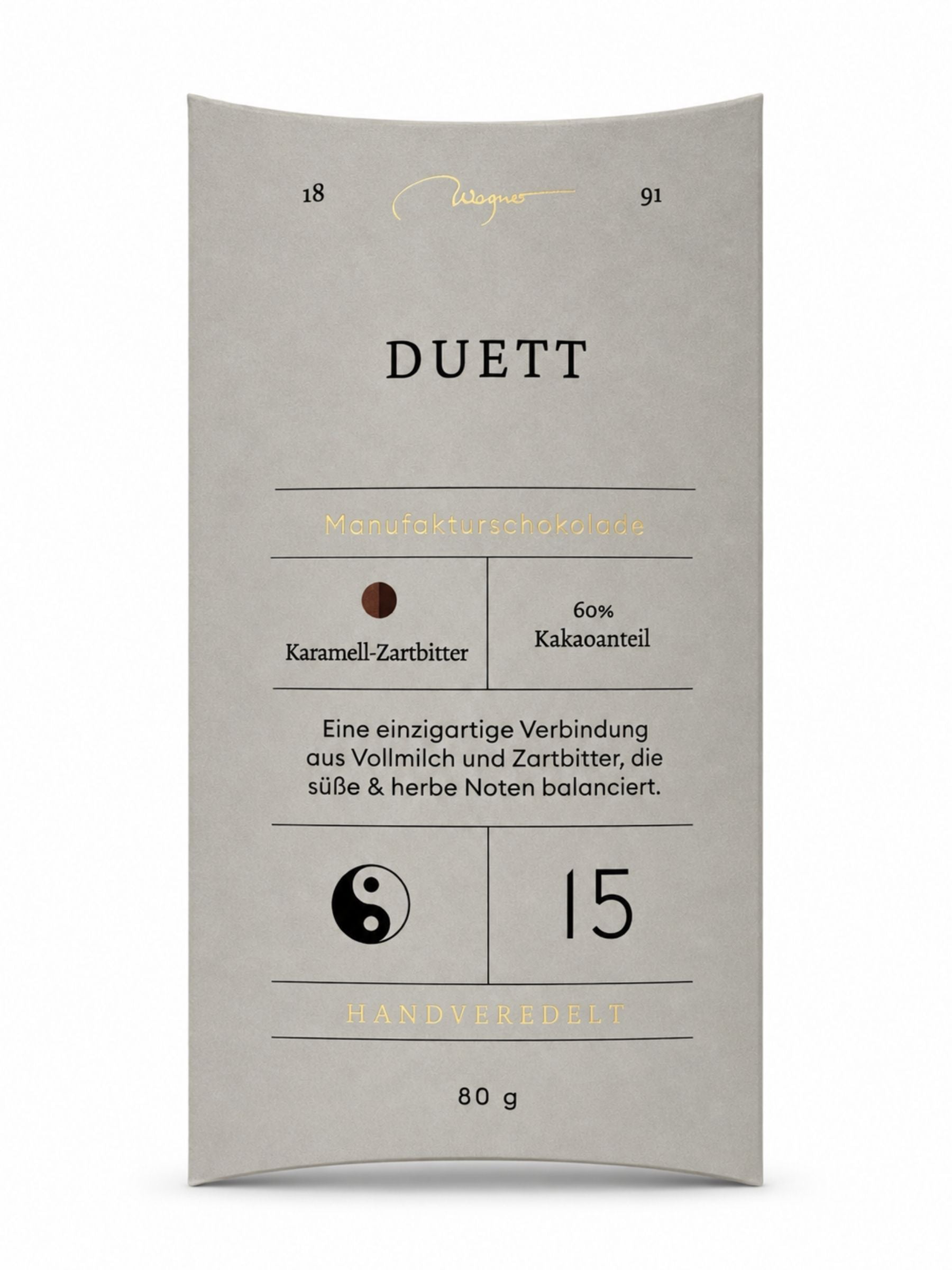 Manufakturschokolade Duett Bio Karamell-Zartbitter 60% 80g Wagner Pralinen