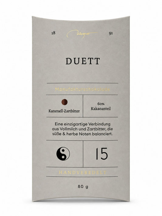 Manufakturschokolade Duett Bio Karamell-Zartbitter 60% 80g Wagner Pralinen