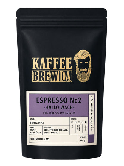Espresso No2 Hallo Wach Bohne 250g Kaffee Brewda