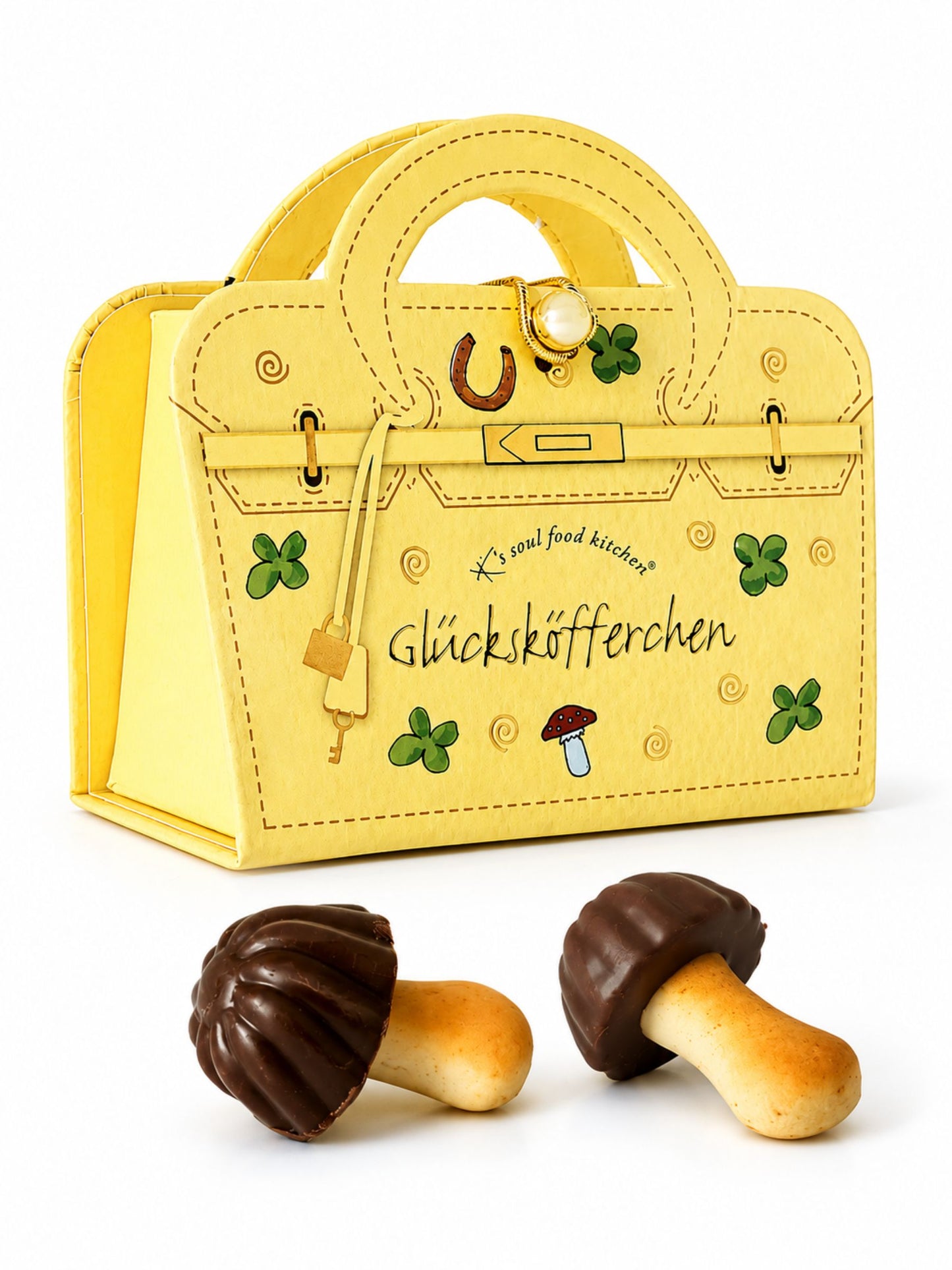 Glücksköfferchen 16g von K's Soul Food Kitchen vor weißem Studiohintergrund
