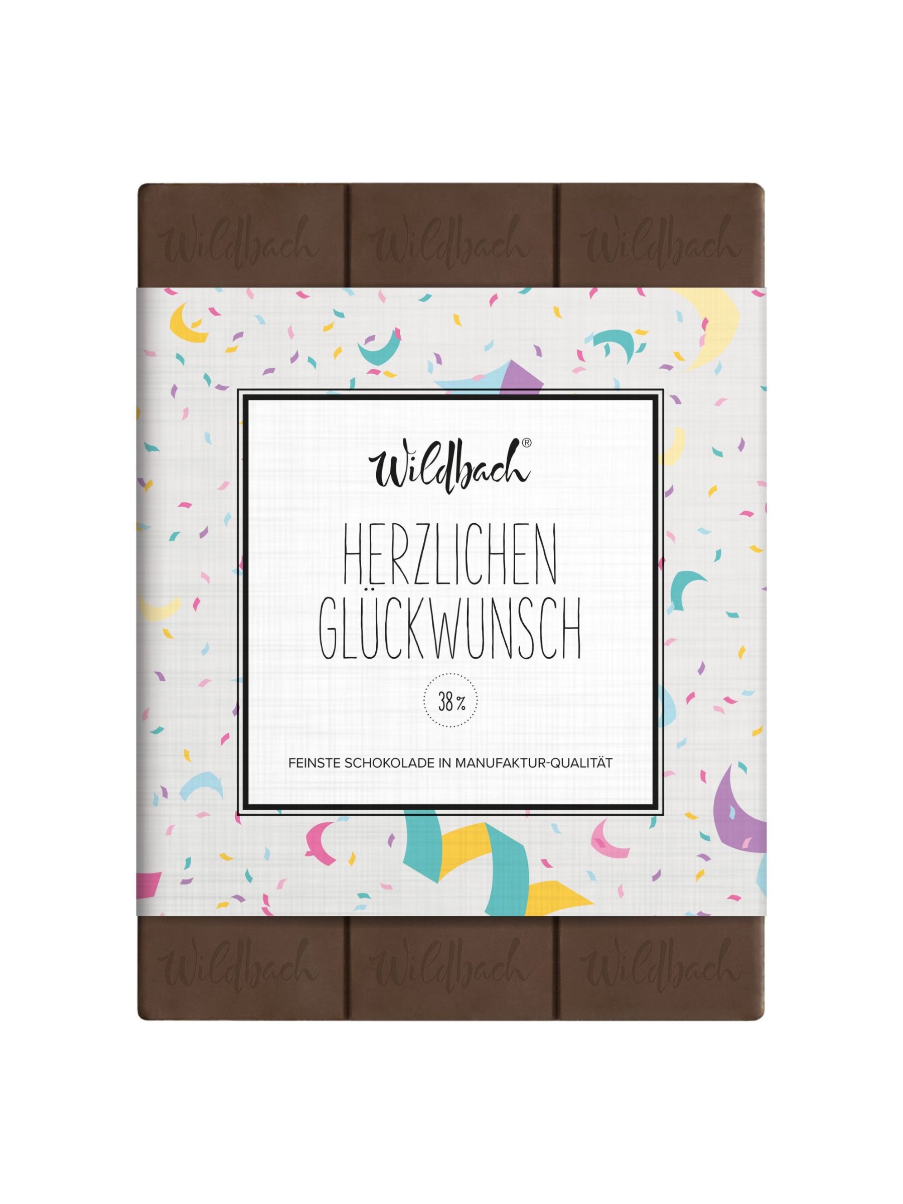 Glückwunsch Schokolade Vollmilch 38 Prozent Wildbach 70g
