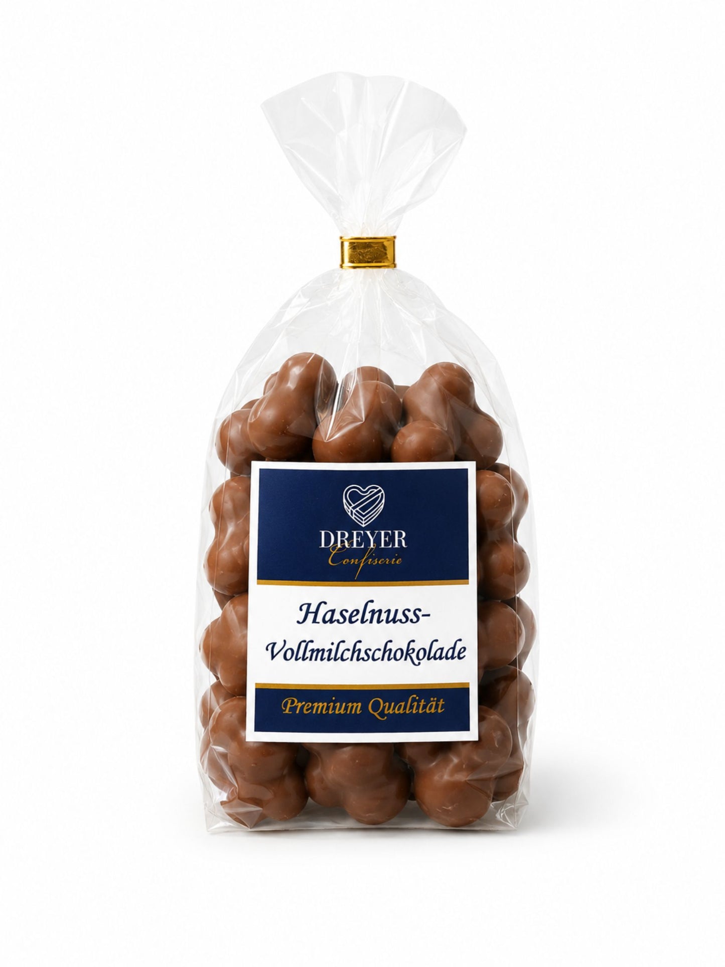 Haselnuss an Haselnuss Vollmilch-Schokolade 150g von Dreyer Confiserie in Klarsichtverpackung