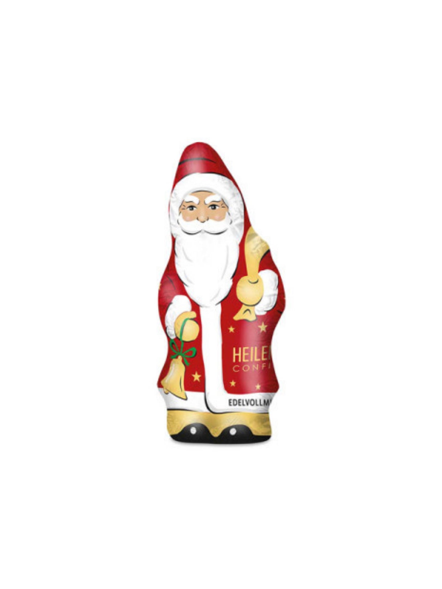 Weihnachtsmann Edelvollmilch 30 g – feine Schokoladenfigur aus hochwertiger Edelvollmilch-Schokolade, liebevoll in Stanniolfolie verpackt, erhältlich in der Dreyer Confiserie in der Rattenfängerstadt Hameln.