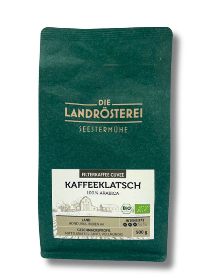 Die Landrösterei Seestermühe Kaffeeklatsch gemahlener Kaffee 500g – milde Arabica-Cuvée.