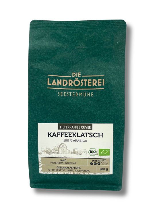 Die Landrösterei Seestermühe Kaffeeklatsch gemahlener Kaffee 500g – milde Arabica-Cuvée.