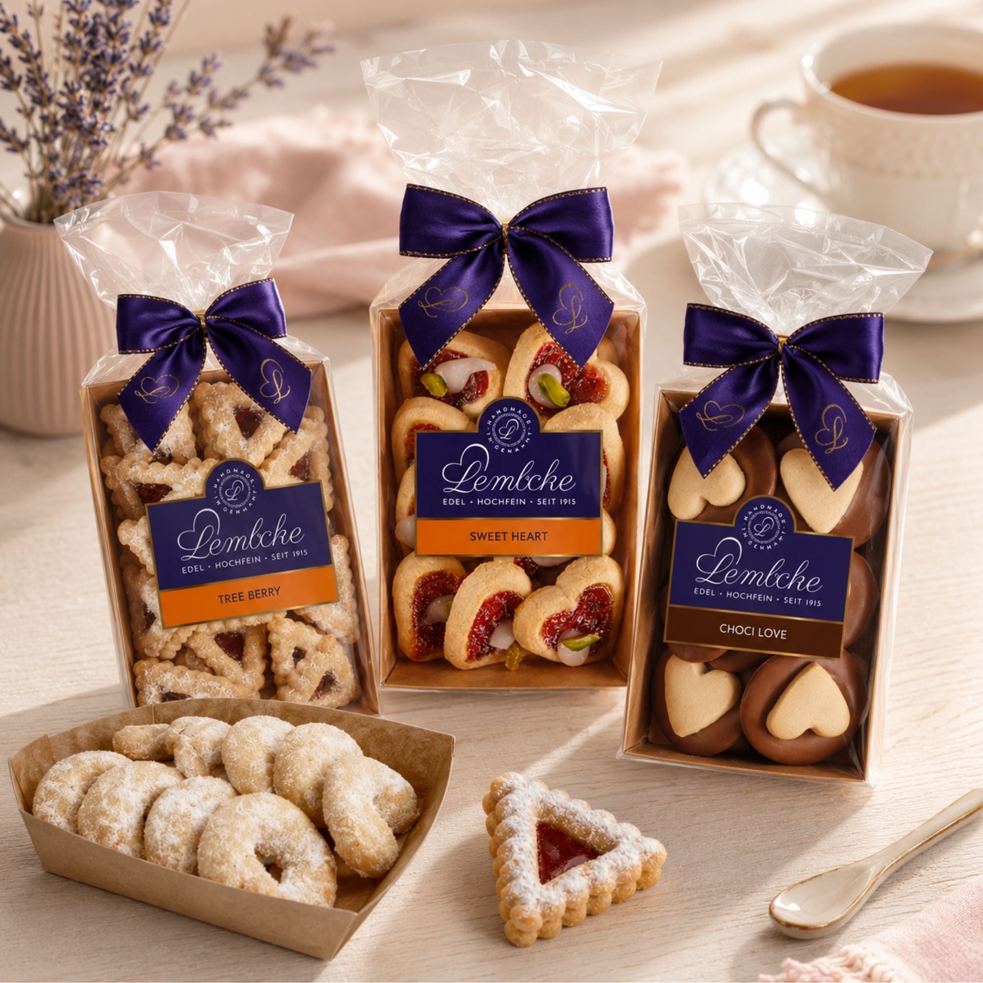 Lembcke Mürbegebäck-Klassiker Choci Love, Tree Berry und Sweet Heart Pariser Herzen
