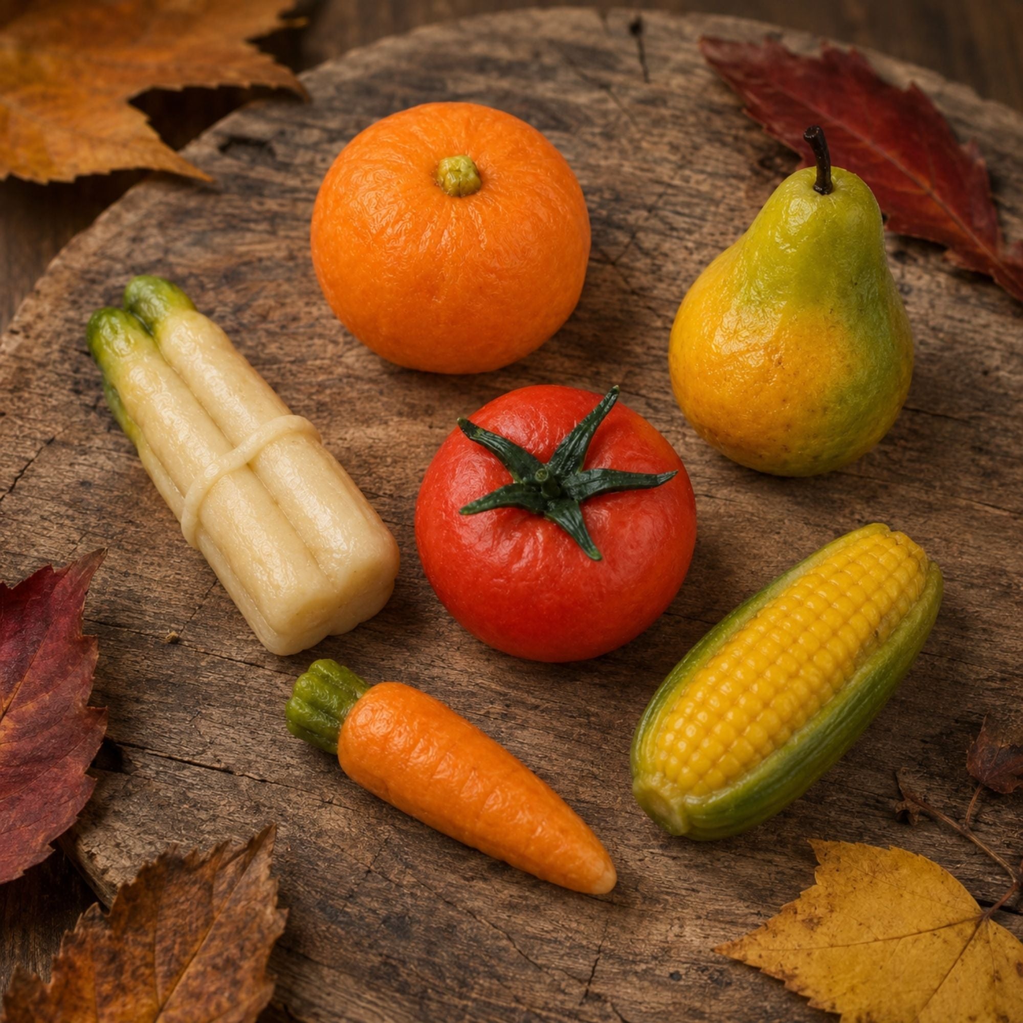 Handgefertigte Marzipan-Gartenfrüchte zum Herbst