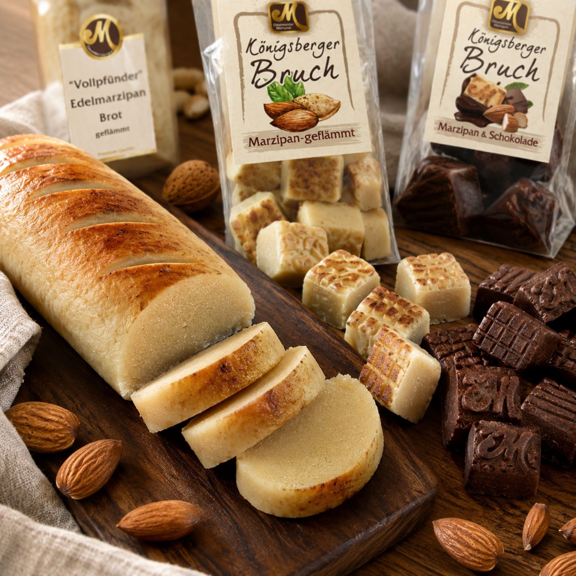 Geflämmtes Marzipanbrot und Königsberger Bruch von Odenwälder Marzipan