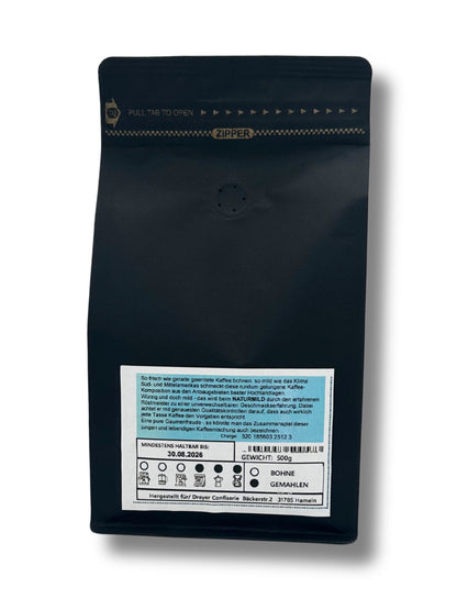 Rueckseite Etikett Naturmild Kaffee gemahlen 500g Dreyer Confiserie