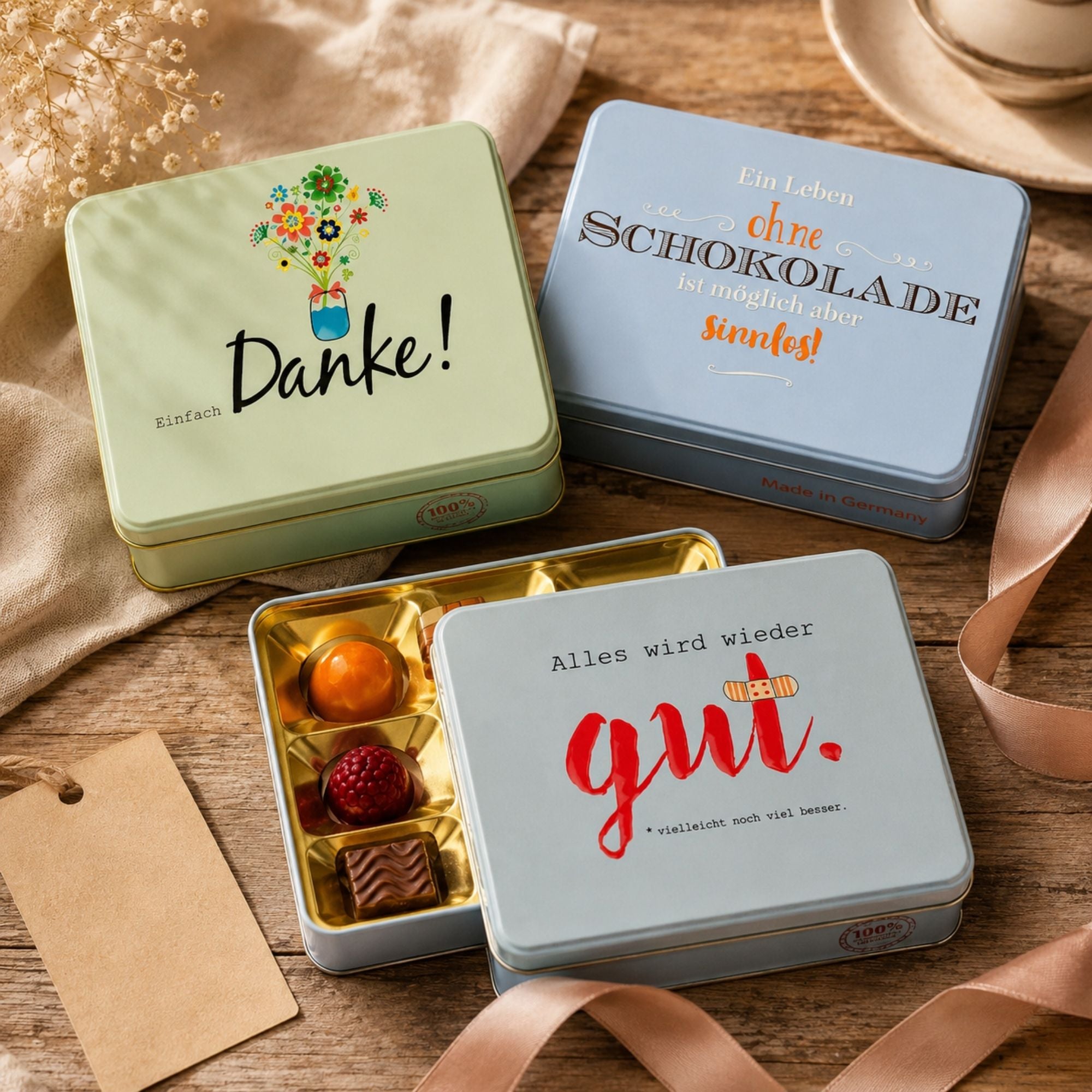 Präsentdosen mit persönlichen Sprüchen als Geschenk