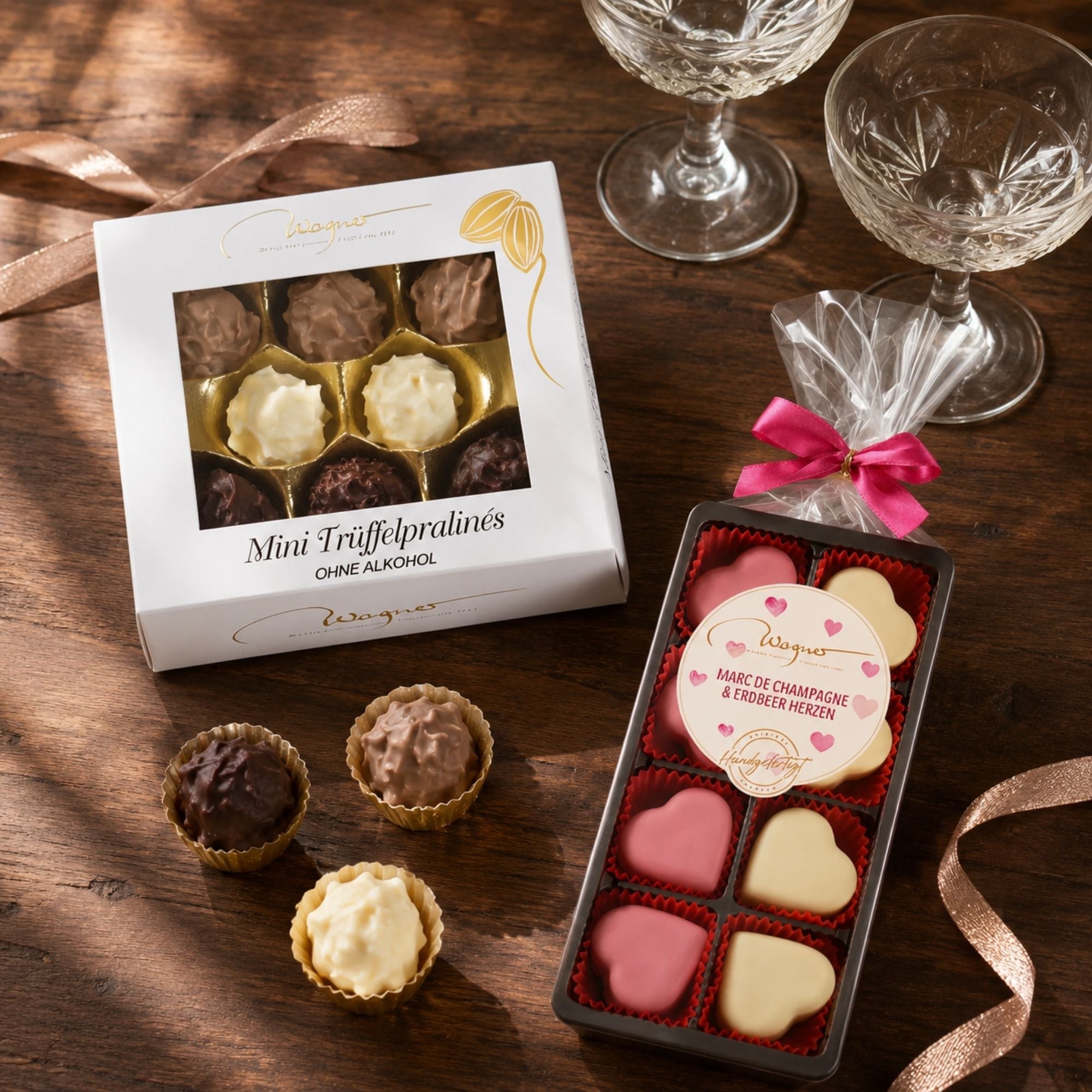 Valentinstags-Pralinen mit und ohne Alkohol