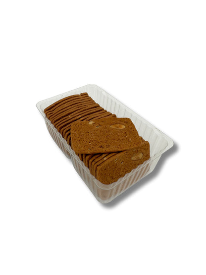 Produktbild von Butter-Mandelblätter 75 g – feines Buttergebäck mit Mandeln, handgefertigt in der Dreyer Confiserie in der Rattenfängerstadt Hameln, ideal zu Kaffee oder Tee.