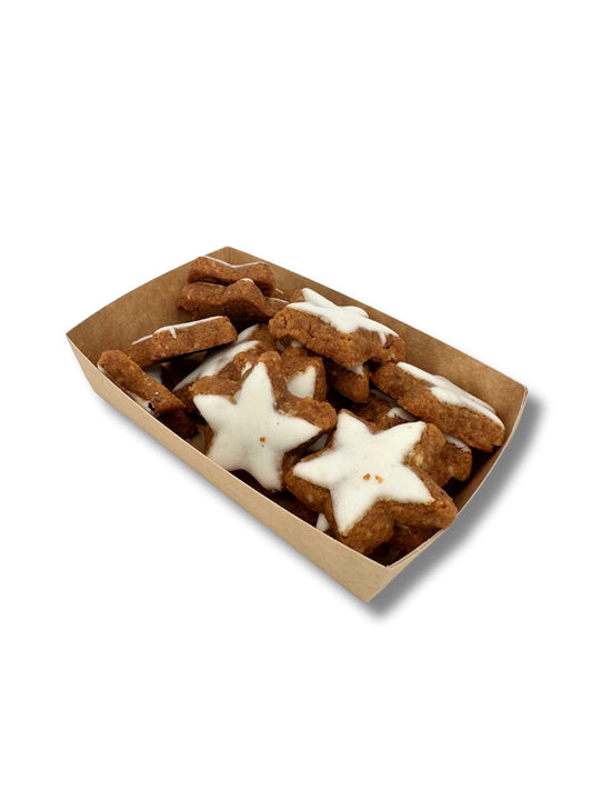 Zimtsterne 120 g – klassisches Weihnachtsgebäck mit feinem Zimt und Zuckerguss, ideal für den bunten Teller und erhältlich in der Dreyer Confiserie in der Rattenfängerstadt Hameln.
