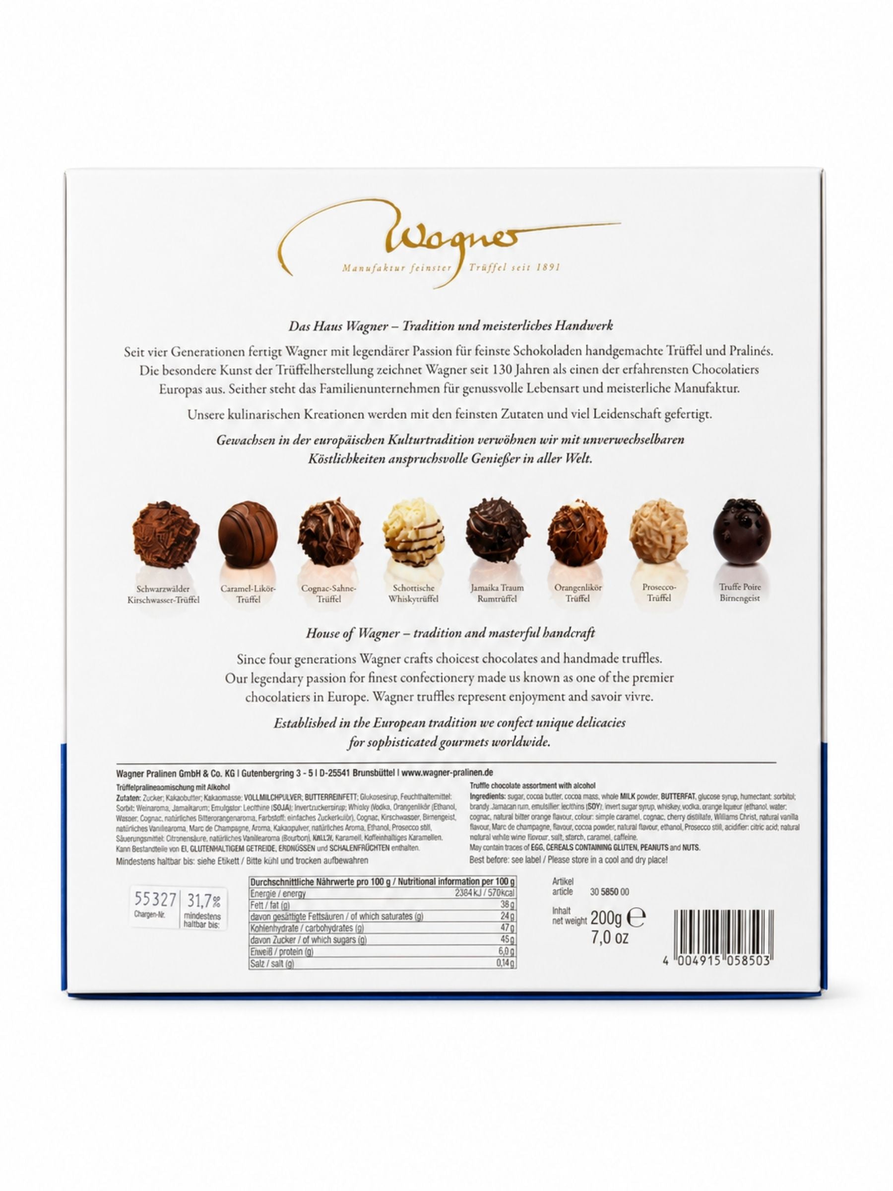 Trüffelpralines Klassik 200g von Wagner Pralinen