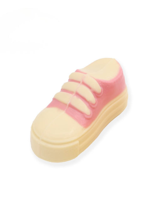Schokoladen Babyschuh rosa aus weißer Schokolade 90g