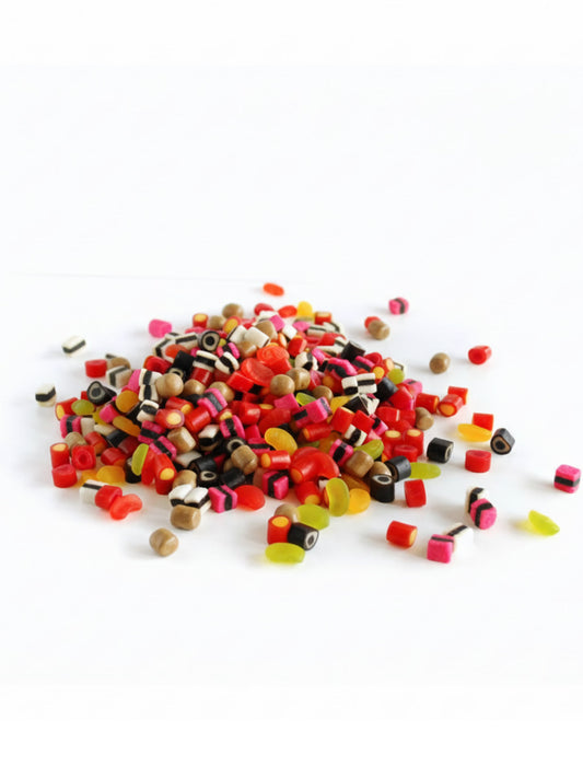 Toms Lakritz-Konfekt 200g: bunte Mischung aus Lakritz, Weingummi und Kaubonbon, aromatische Mini-Naschereien für Jung und Alt, erhältlich in der Dreyer Confiserie in der Rattenfängerstadt Hameln.
