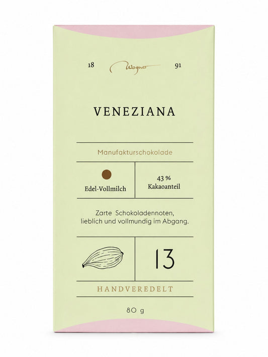 Manufakturschokolade Venezia Bio Vollmilch 43% 80g Wagner Pralinen