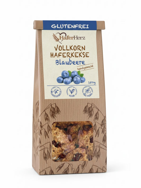 Vollkorn-Haferkekse Blaubeere 150g glutenfrei HaferHerz