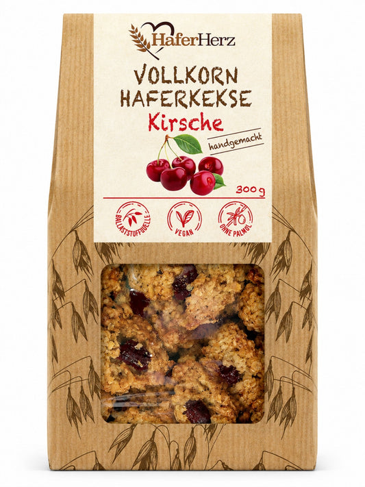 Vollkorn-Haferkekse Kirsche vegan 300g HaferHerz